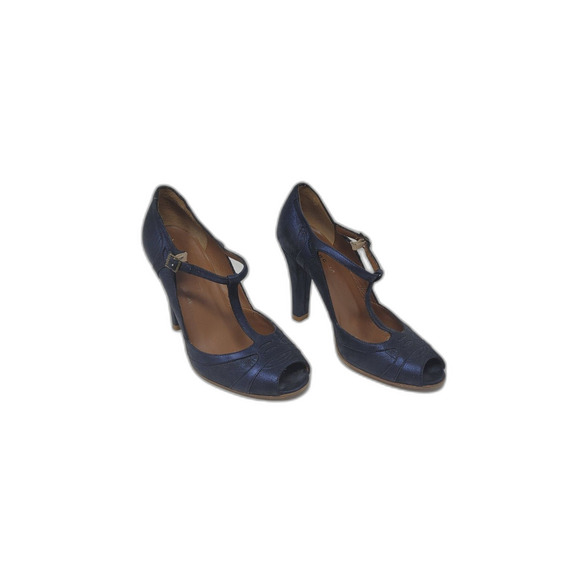 MARC JACOBS Blue Leather T Strap Heels - Picture 4 of 6